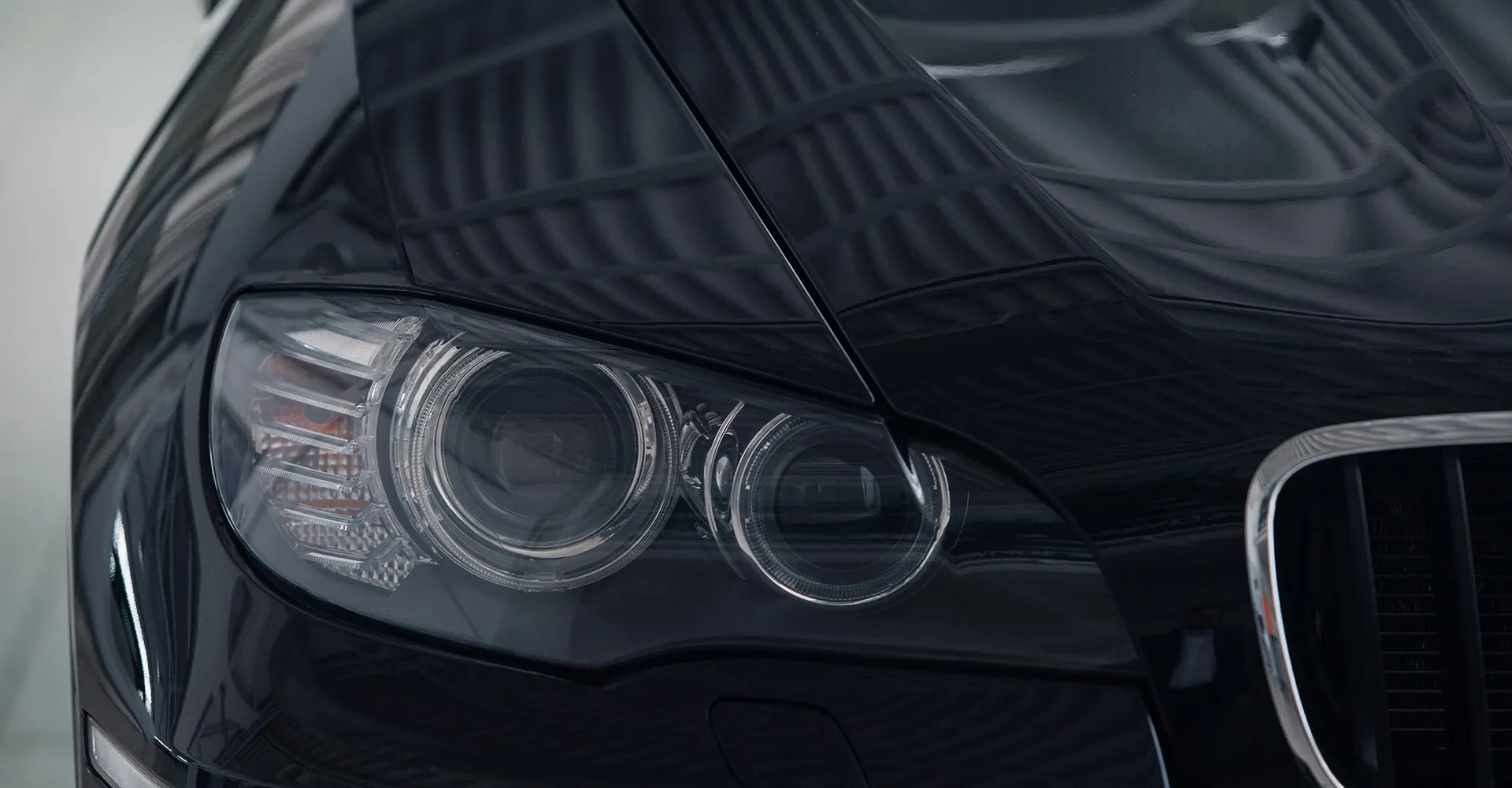 A freshly detailed black vehicle